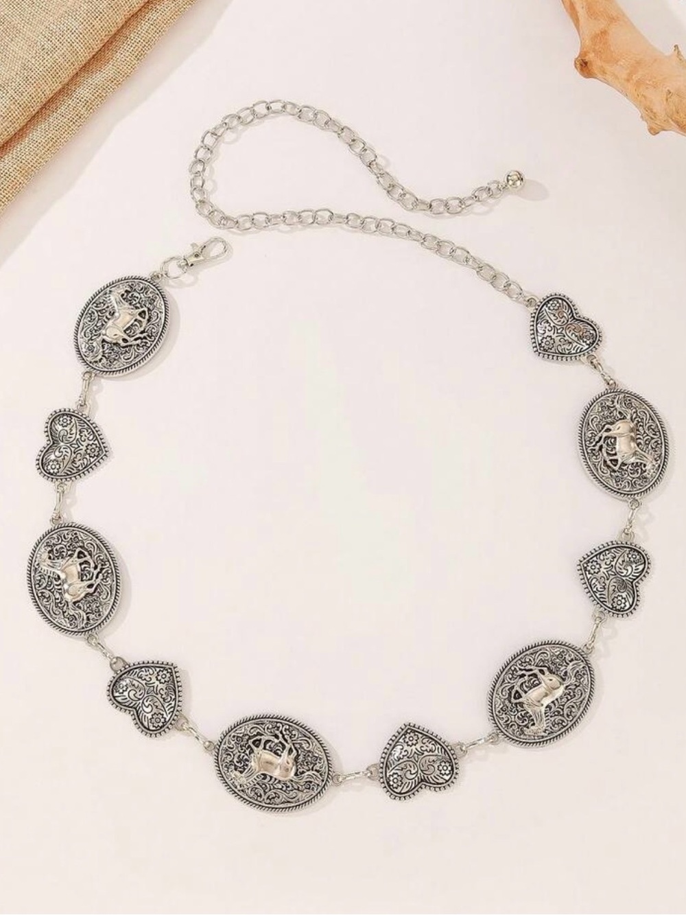 Silver Heart and Medallion Women's Belt